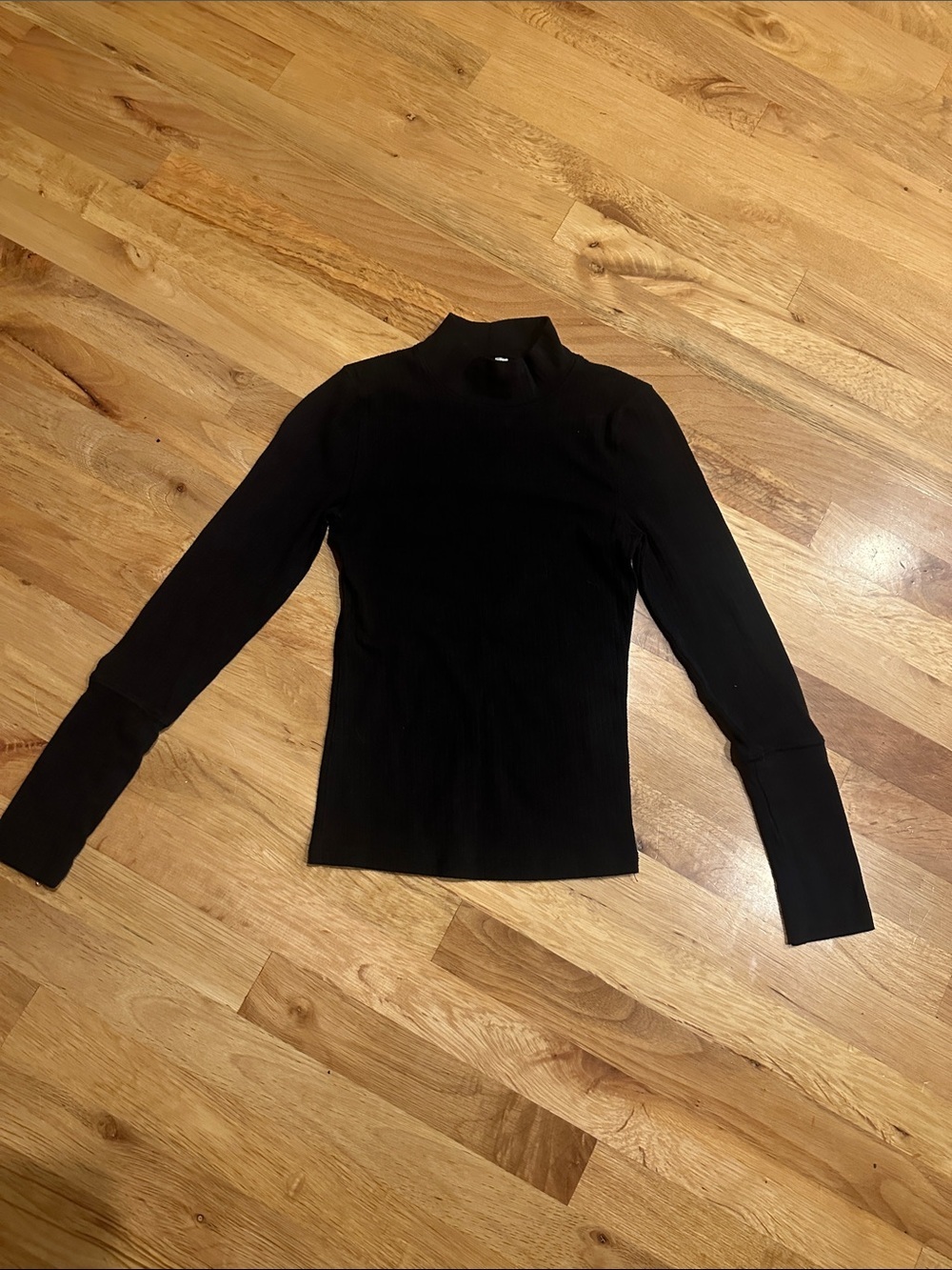 Intimately by Free People Women's Black Ribbed Mock Neck Long Sleeve Top XS